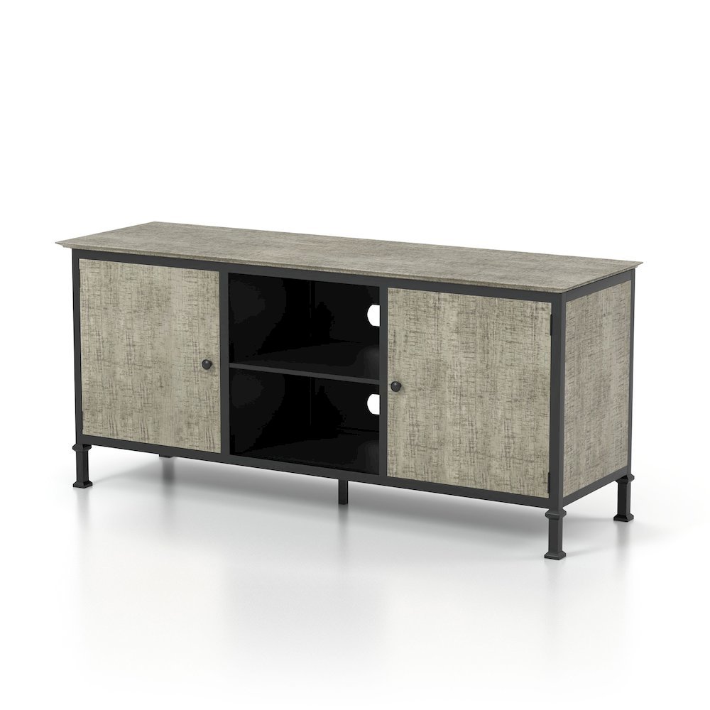 Gray Industrial TV Stand – 60 Inch Wide Entertainment Center For Living Room. Picture 5