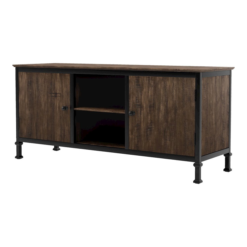 Brown Industrial TV Stand – 60 Inch Wide Entertainment Center For Living Room. Picture 1