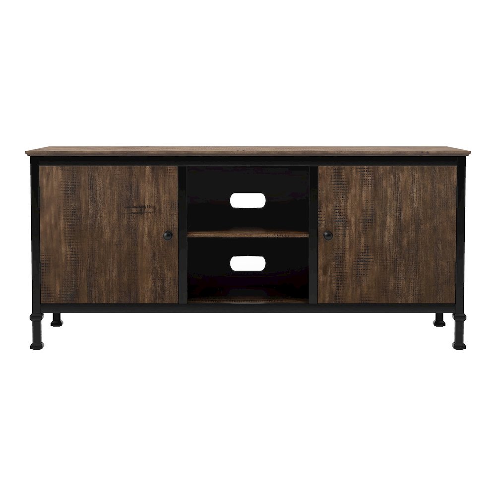 Brown Industrial TV Stand – 60 Inch Wide Entertainment Center For Living Room. Picture 4