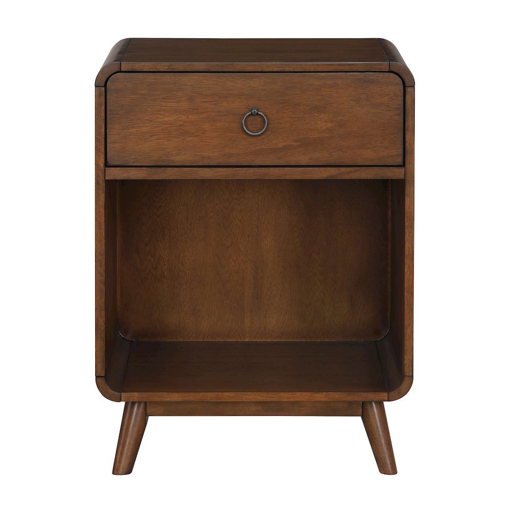 Brown Wooden Nightstand – 1 Drawer Side Table for Bedroom Décor and Storage. Picture 4