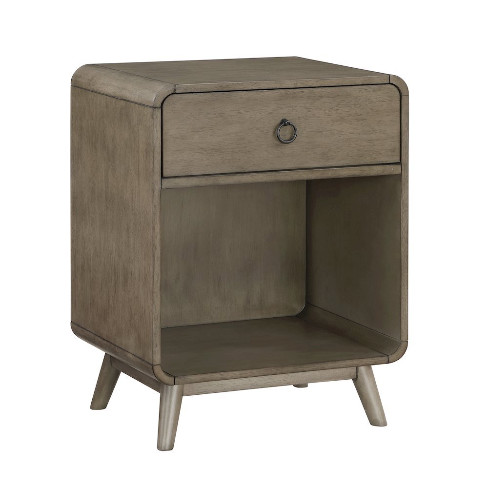 Gray Wooden Nightstand – 1 Drawer Side Table for Bedroom Décor and Storage. Picture 1