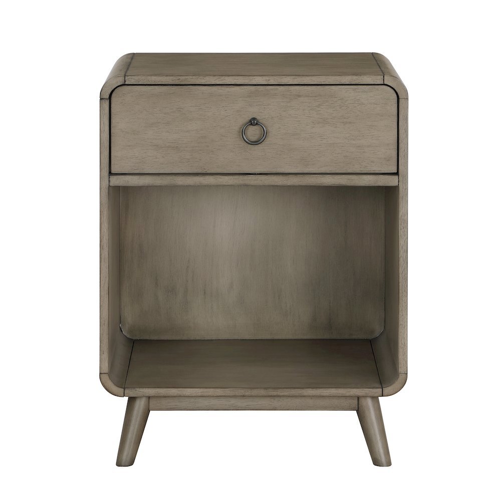 Gray Wooden Nightstand – 1 Drawer Side Table for Bedroom Décor and Storage. Picture 5