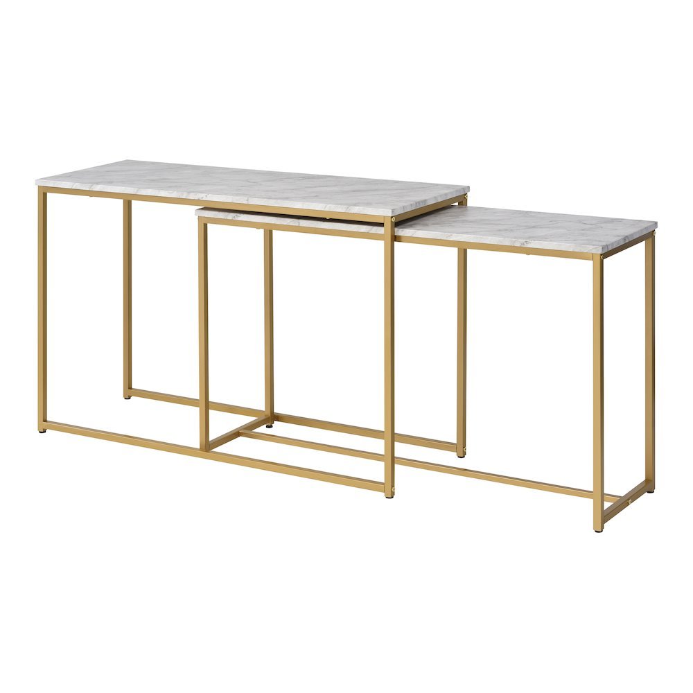 White Set of 2 Nesting Tables – Narrow Long Sofa Tables for Behind Couch. Picture 1