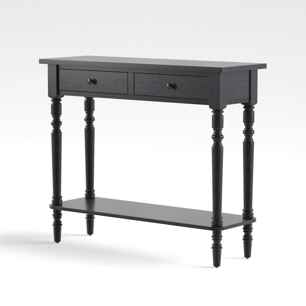 Gray Narrow Console Table – Entryway Table with 2 Drawers and Storage Shelf. Picture 6