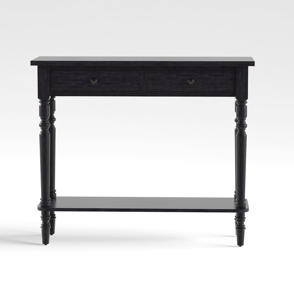 Gray Narrow Console Table – Entryway Table with 2 Drawers and Storage Shelf. Picture 7