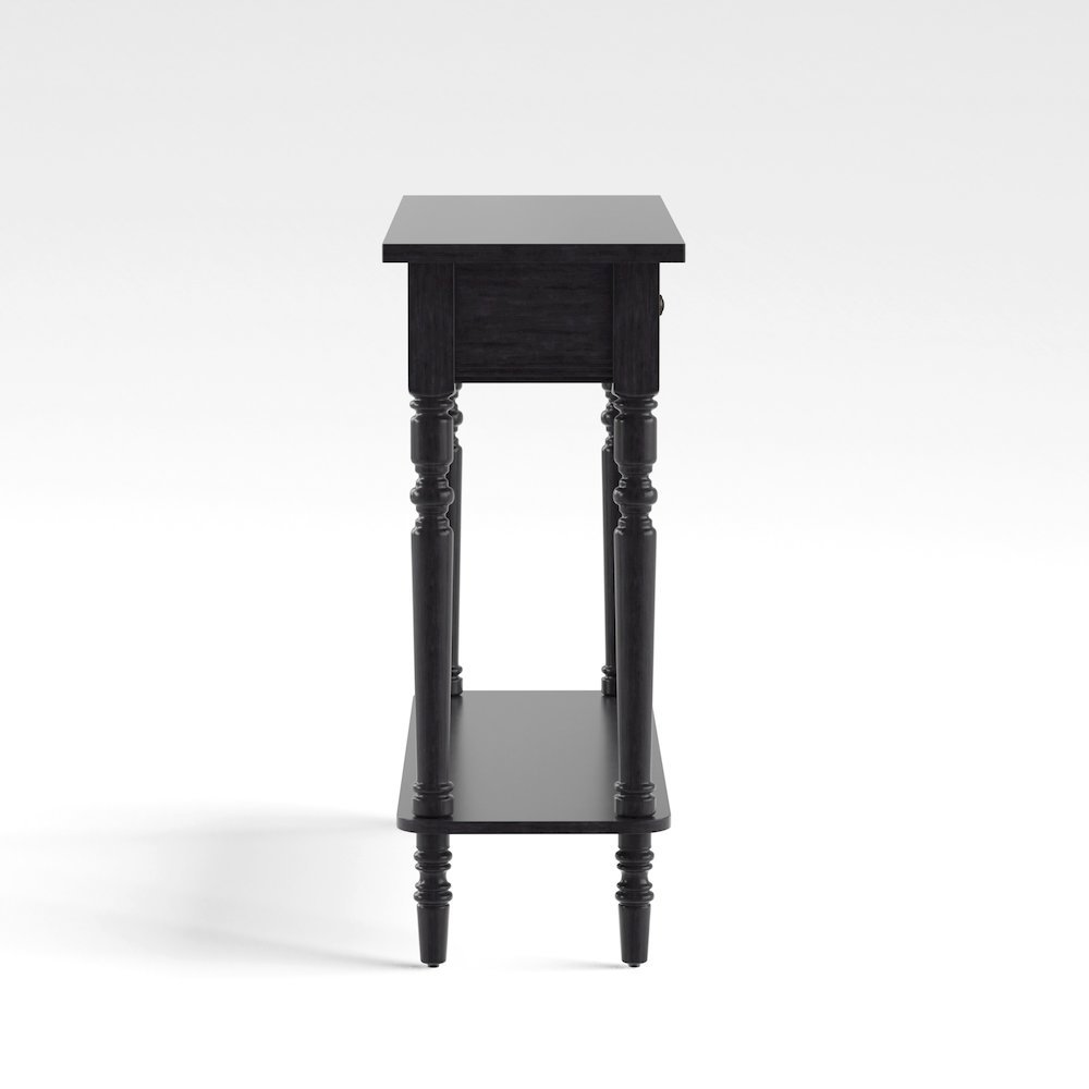 Gray Narrow Console Table – Entryway Table with 2 Drawers and Storage Shelf. Picture 5
