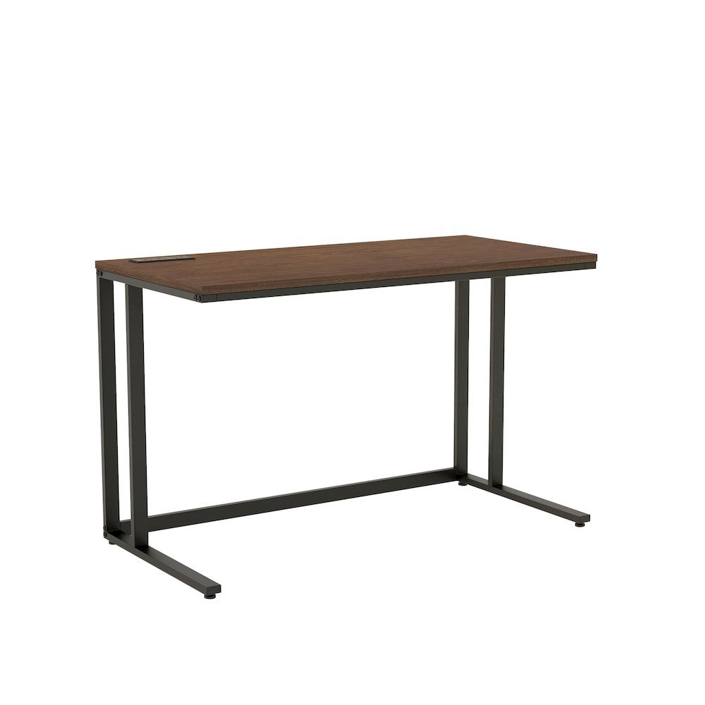 Black Writing Desk – Metal Computer Desk With USB and Power Outlets. Picture 1