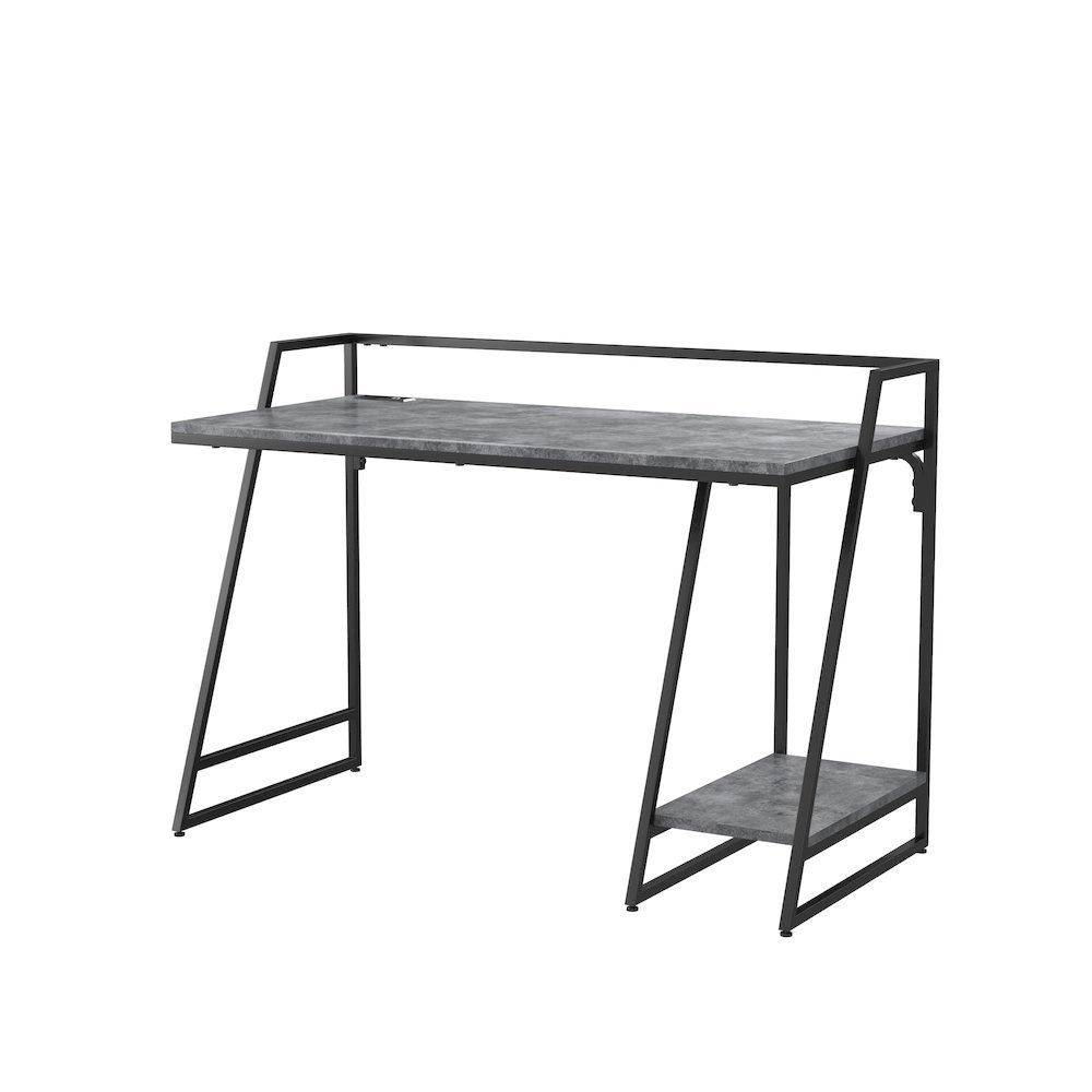 Gray Writing Desk – Metal Computer Desk or Home Office Table with USB. Picture 4