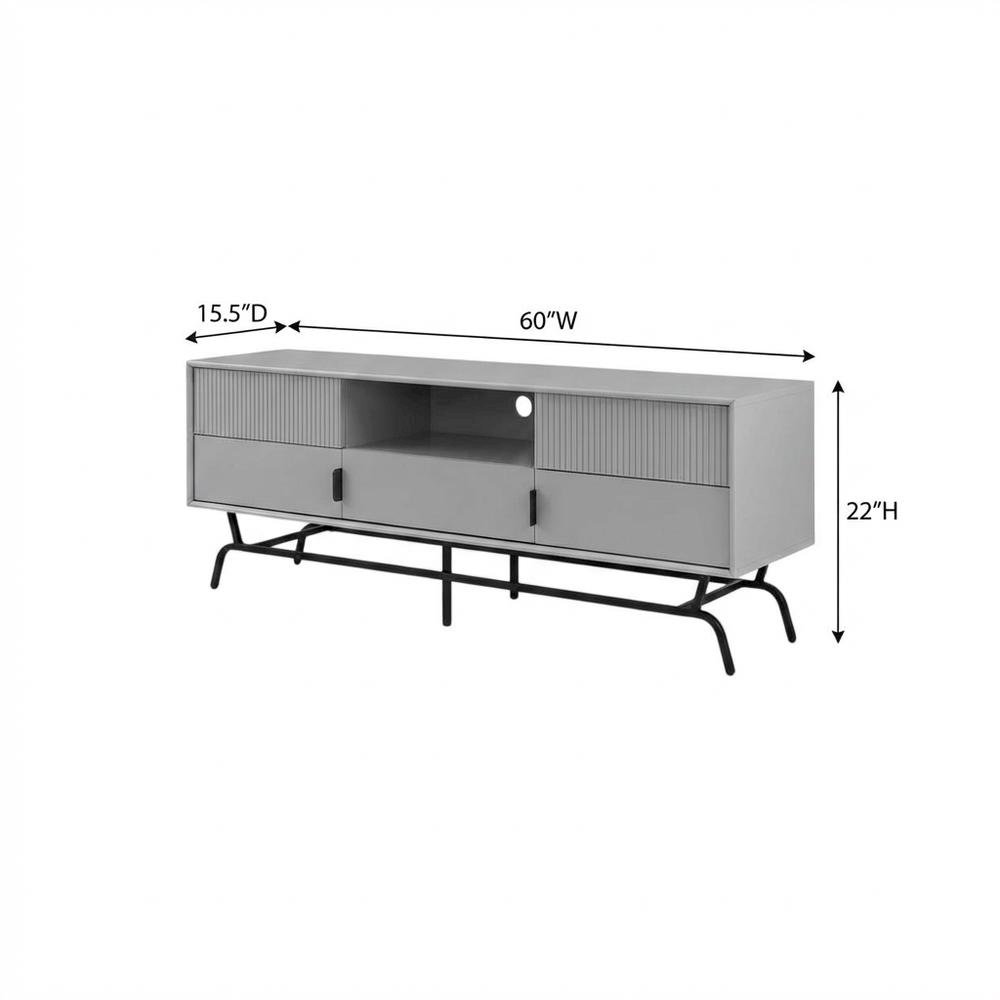 Contemporary Gray TV Stand, TVs up to 65 inches, engineered wood construction. Picture 7