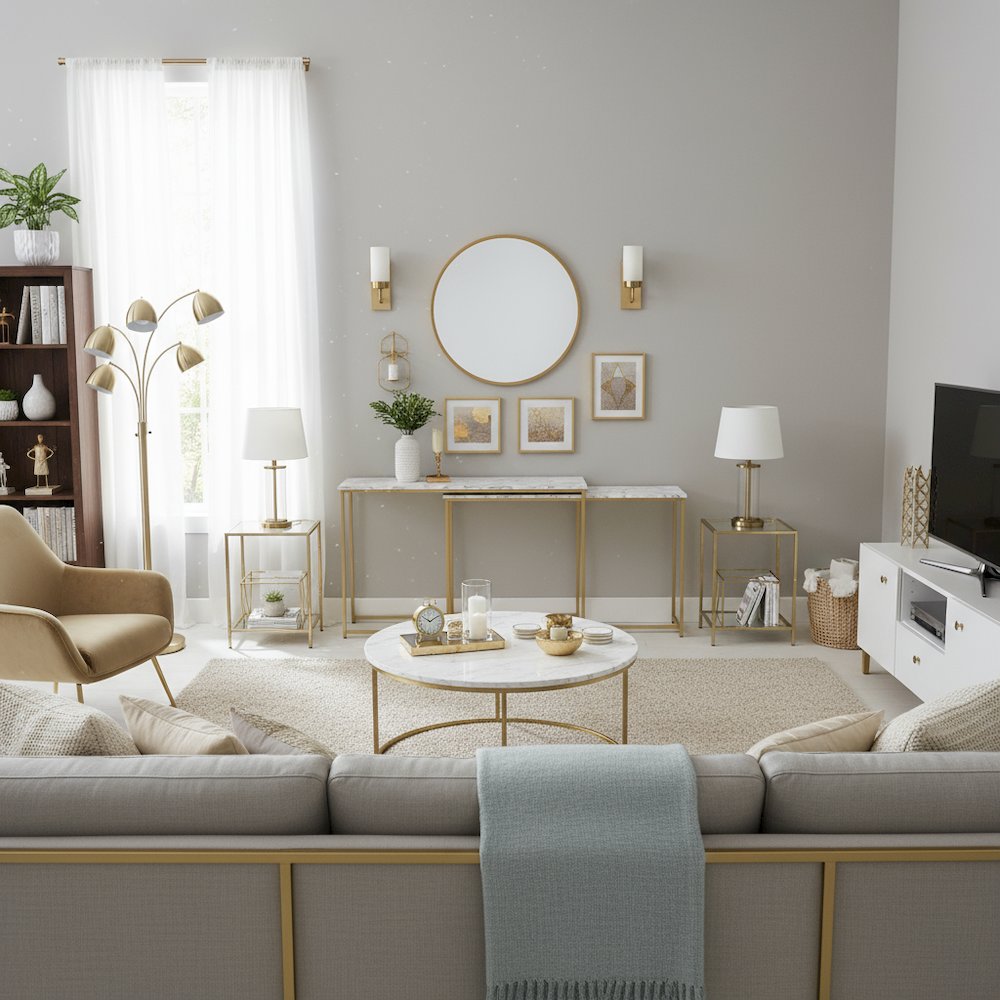 White Set of 2 Nesting Tables – Narrow Long Sofa Tables for Behind Couch. Picture 3