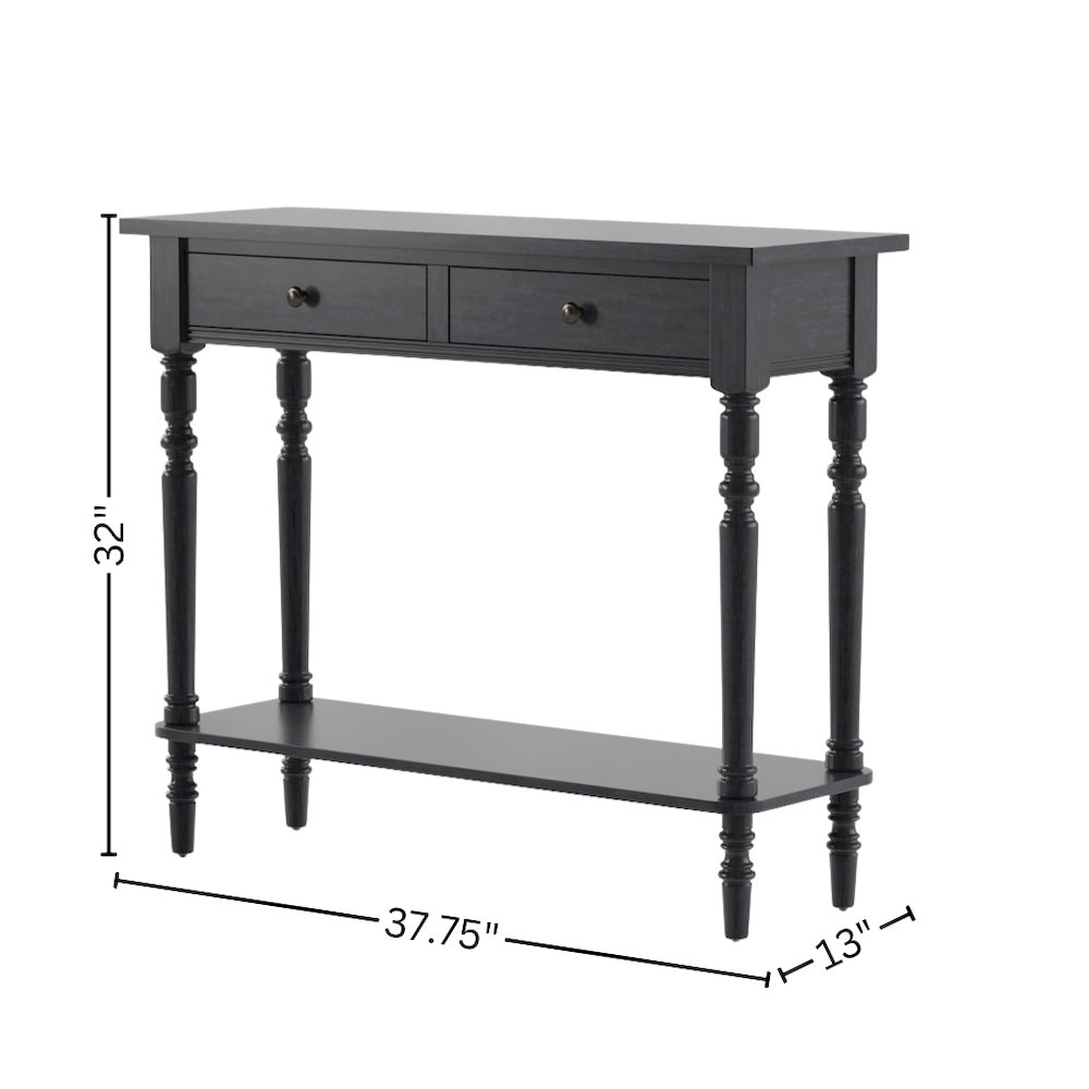 Gray Narrow Console Table – Entryway Table with 2 Drawers and Storage Shelf. Picture 8