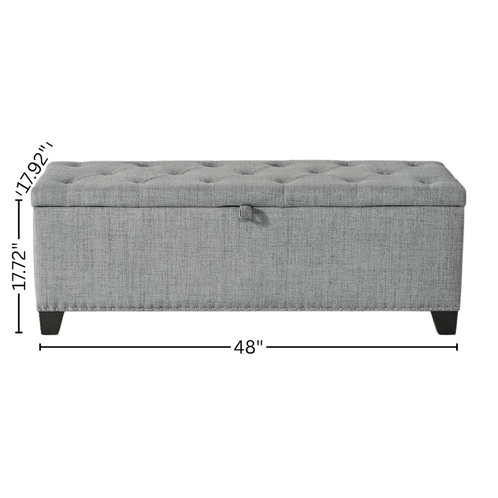 Gray Ottoman with Storage – Upholstered Storage Bench for Bedroom, Entry. Picture 6