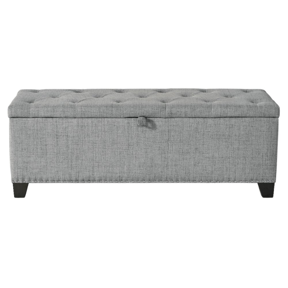 Gray Ottoman with Storage – Upholstered Storage Bench for Bedroom, Entry. Picture 1