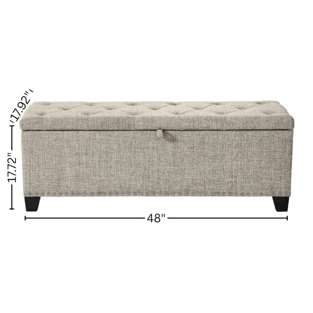 Light Brown Ottoman with Storage – Upholstered Storage Bench for Bedroom, Entry. Picture 7