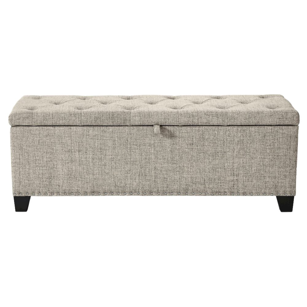Light Brown Ottoman with Storage – Upholstered Storage Bench for Bedroom, Entry. Picture 1