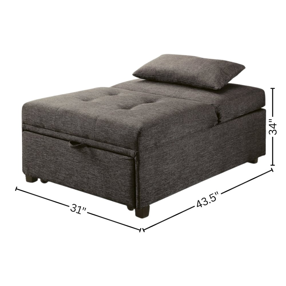 Gray Tufted Folding Ottoman Chair Sofa Bed - 43.5 Inch Long Single Sofa Design. Picture 5
