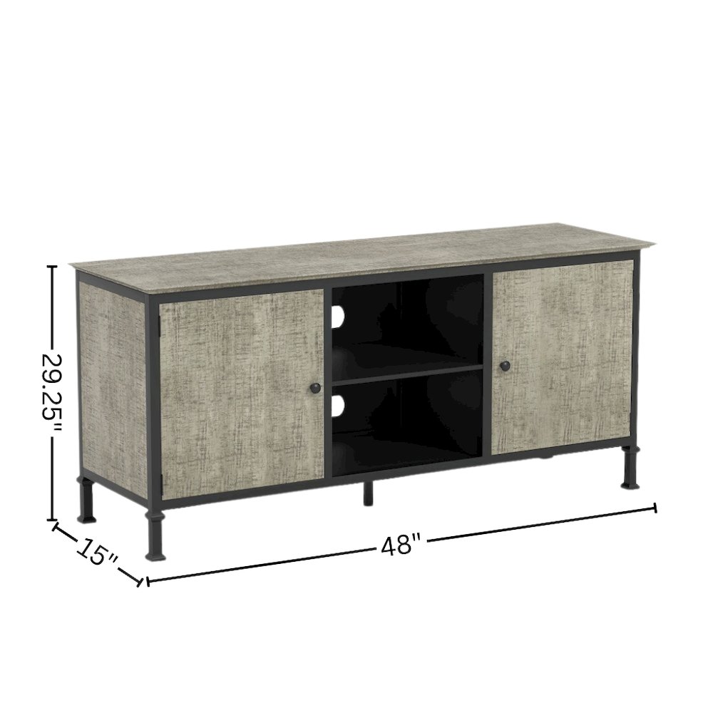 Gray Industrial TV Stand – 60 Inch Wide Entertainment Center For Living Room. Picture 7