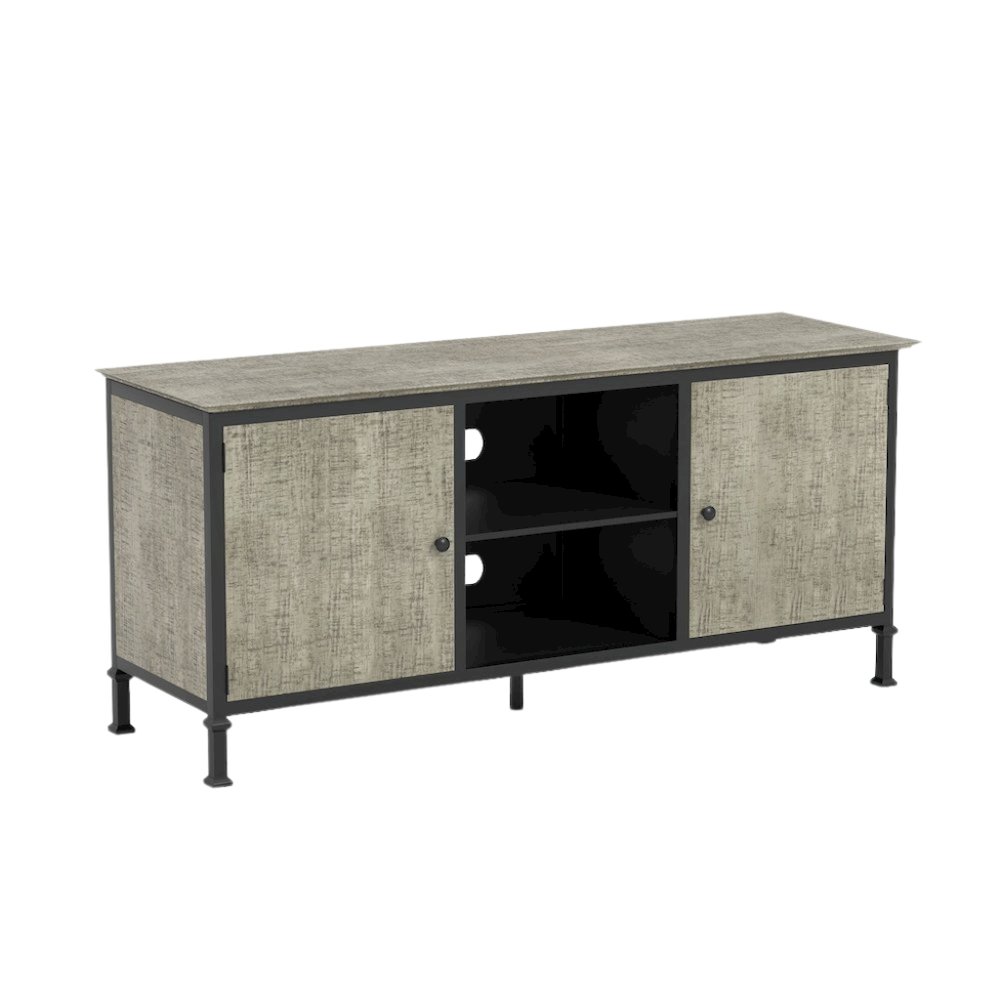 Gray Industrial TV Stand – 60 Inch Wide Entertainment Center For Living Room. Picture 1