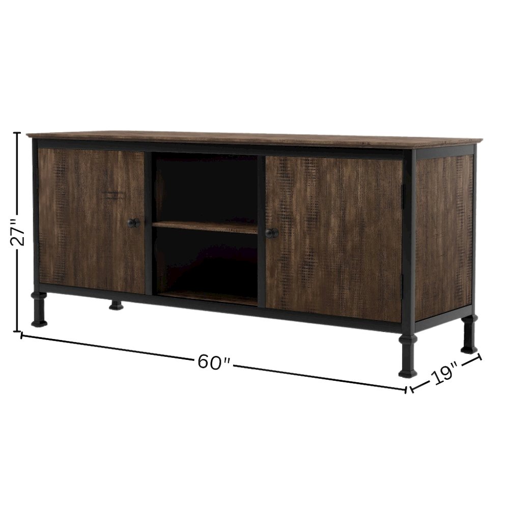 Brown Industrial TV Stand – 60 Inch Wide Entertainment Center For Living Room. Picture 6