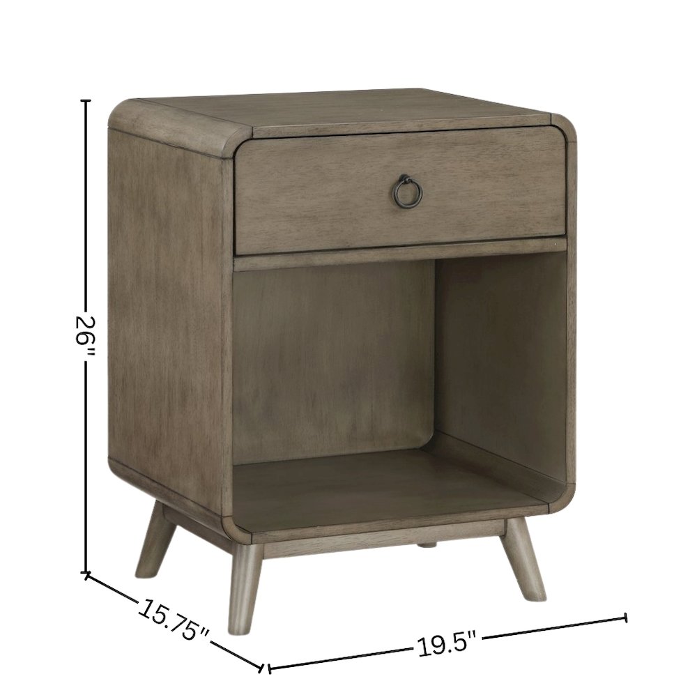 Gray Wooden Nightstand – 1 Drawer Side Table for Bedroom Décor and Storage. Picture 6