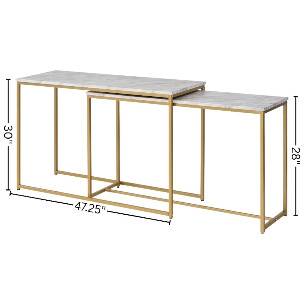 White Set of 2 Nesting Tables – Narrow Long Sofa Tables for Behind Couch. Picture 6