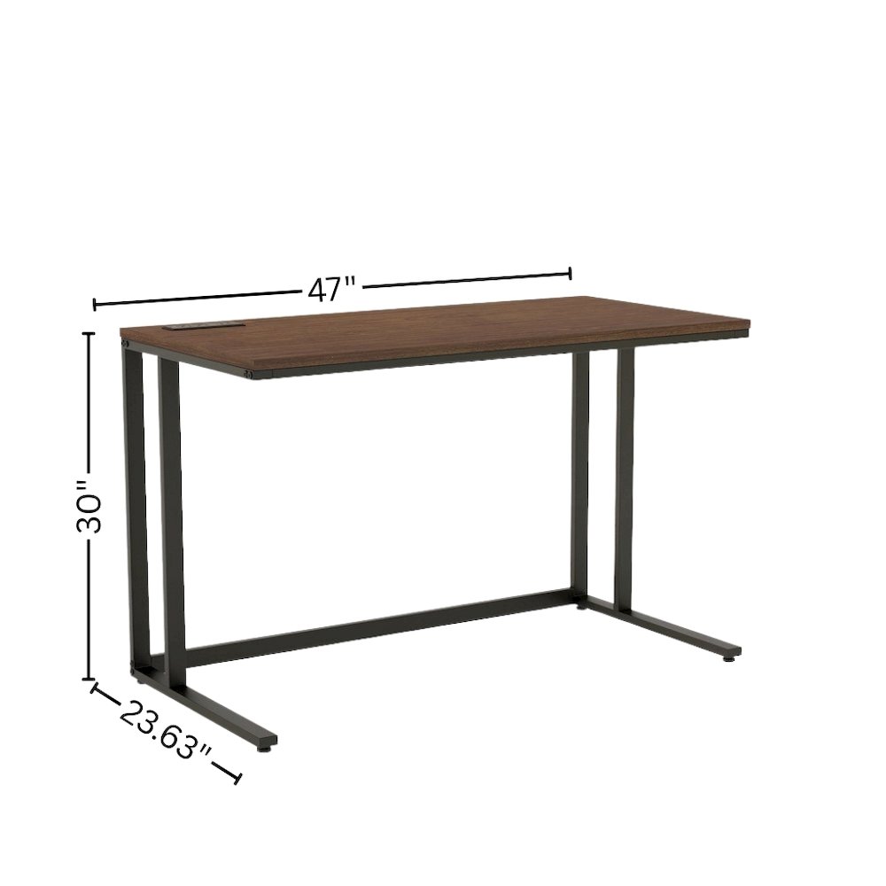 Black Writing Desk – Metal Computer Desk With USB and Power Outlets. Picture 6