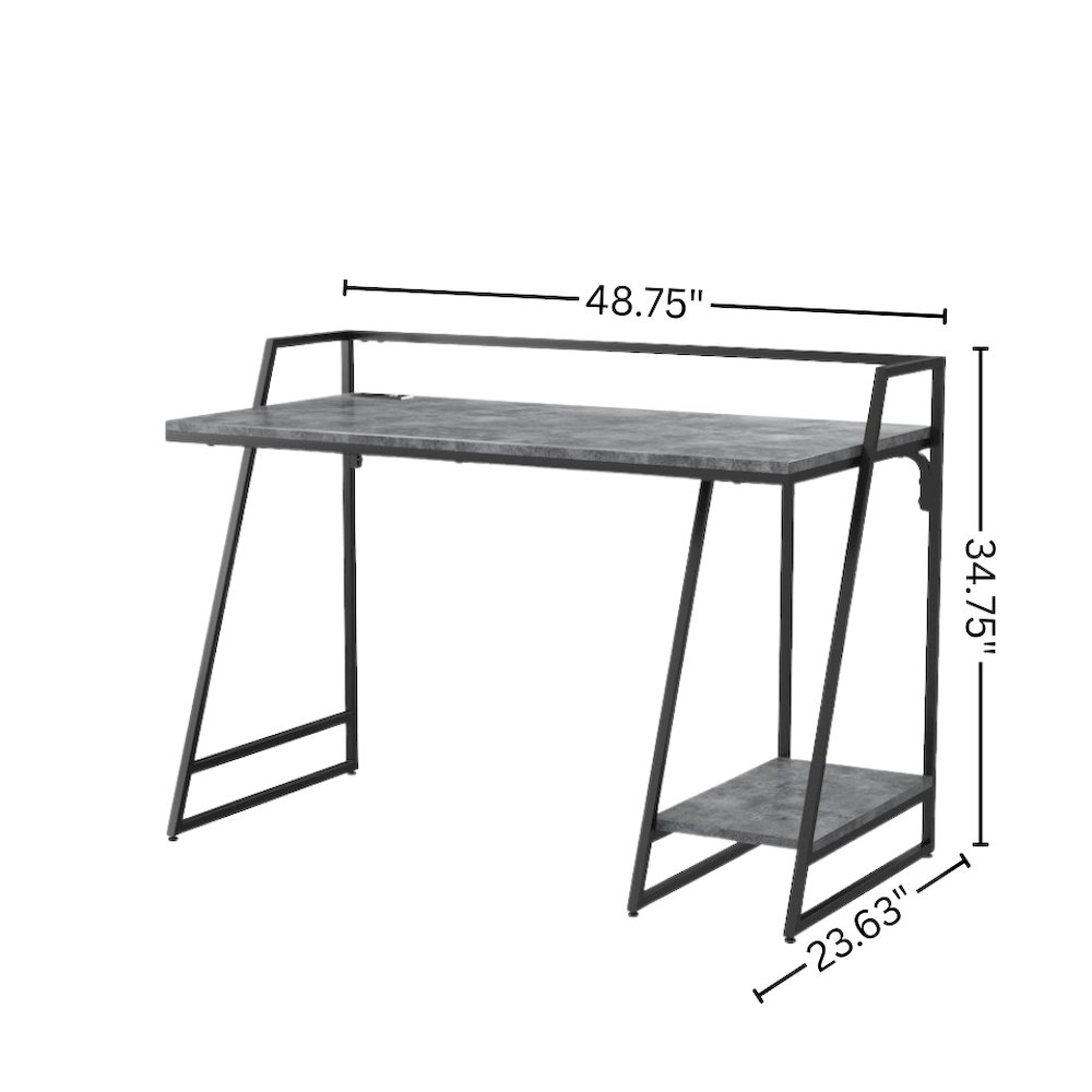 Gray Writing Desk – Metal Computer Desk or Home Office Table with USB. Picture 6