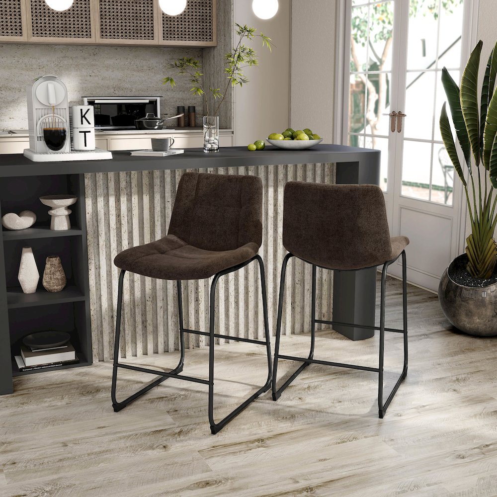 Furniture of America Diam Counter Height Upholstered Dining Chairs (Set of 2). Picture 4