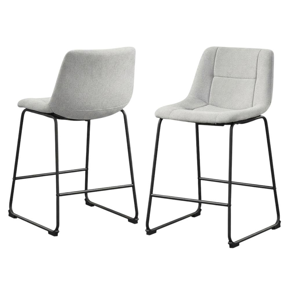 Grey upholstered dining chairs, set of 2, modern design, comfortable seating. Picture 1
