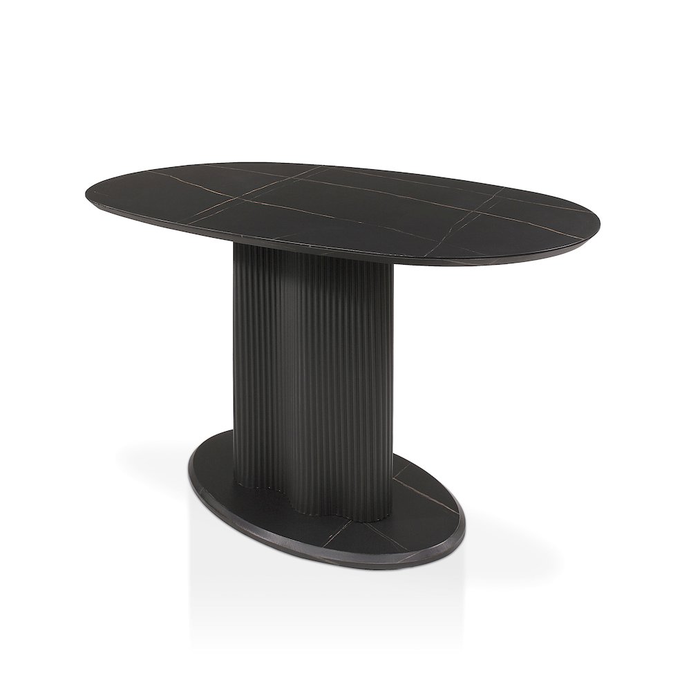 Elara Iron Base Pedestal Oval Dining Table. Picture 2