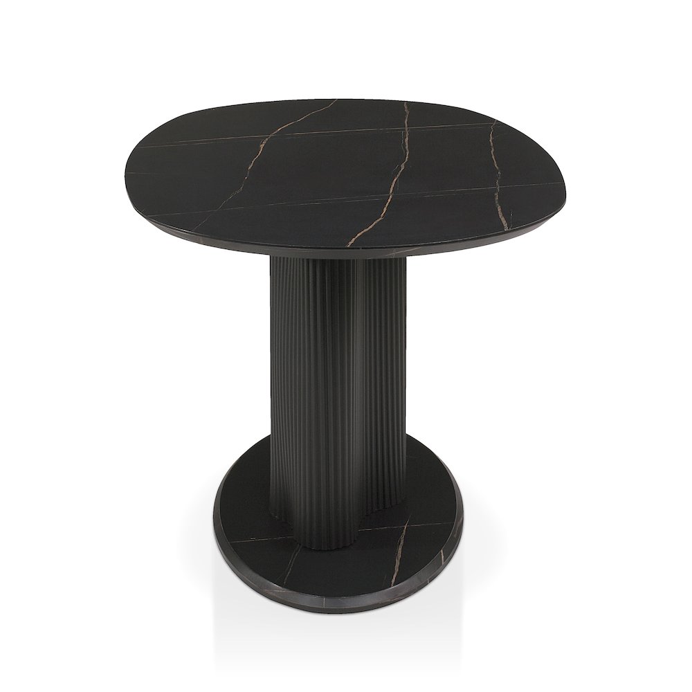 Elara Iron Base Pedestal Oval Dining Table. Picture 3