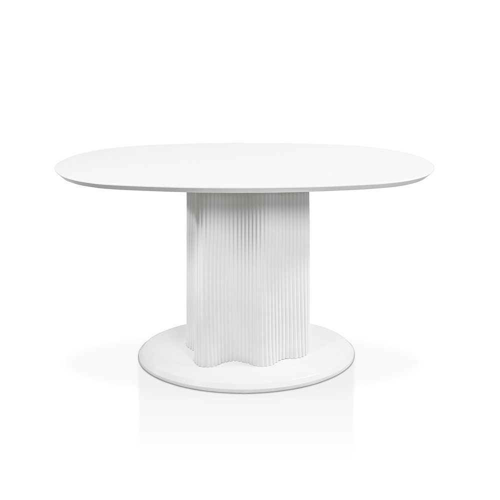 Elara Iron Base Pedestal Oval Dining Table. Picture 1