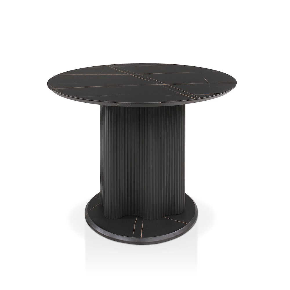 Elara Iron Base Pedestal Round Dining Table. Picture 1