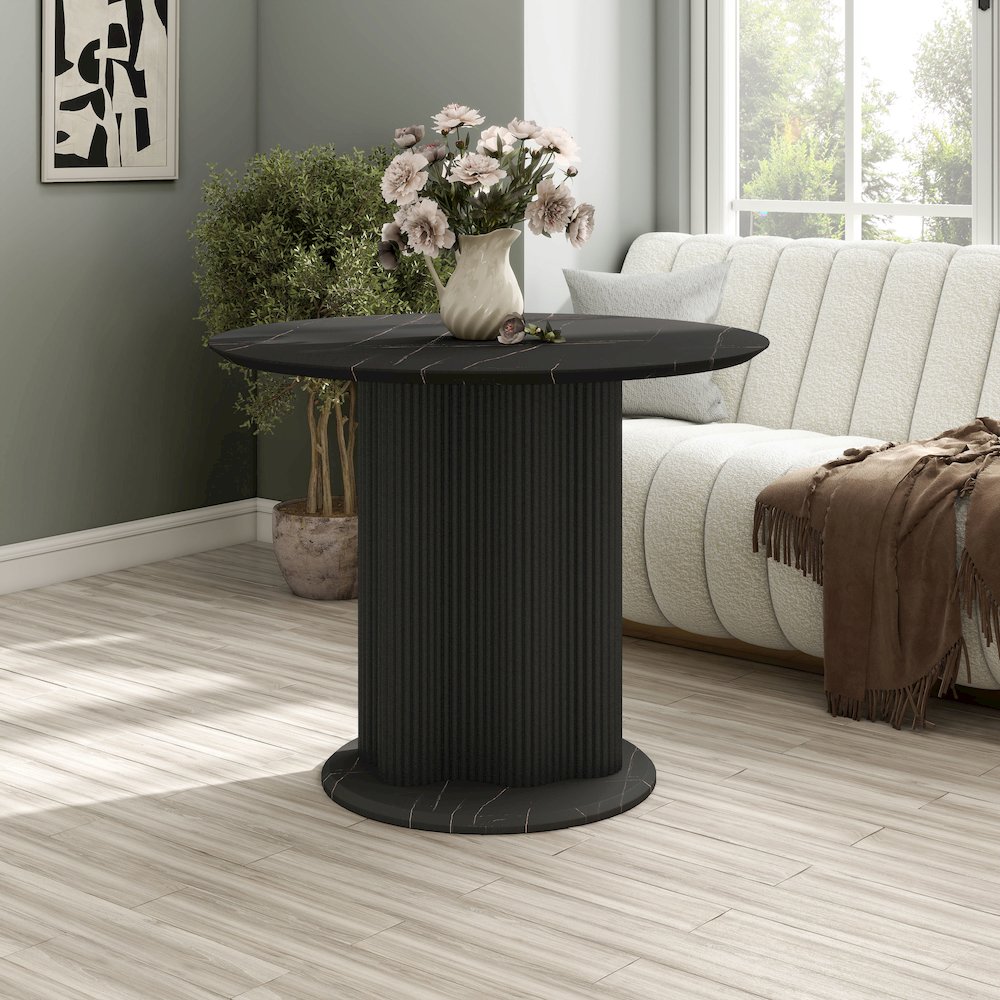 Elara Iron Base Pedestal Round Dining Table. Picture 4