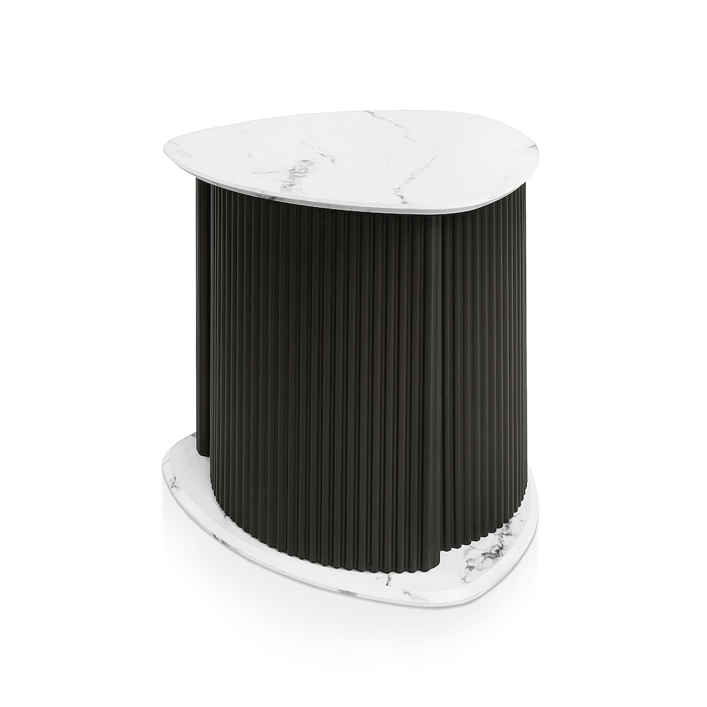 Talo Fluted Pedestal Triangle Storage End Table. Picture 1