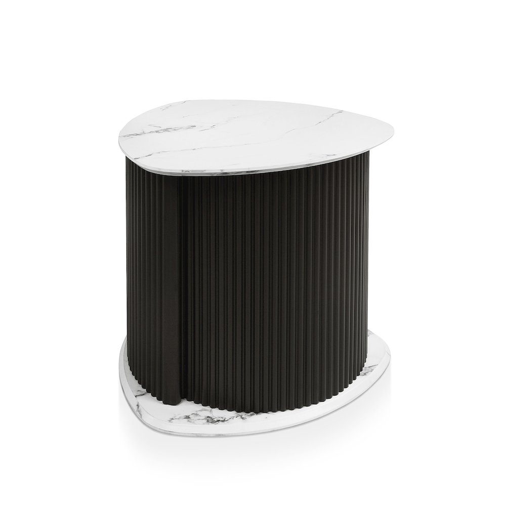 Talo Fluted Pedestal Triangle Storage End Table. Picture 2