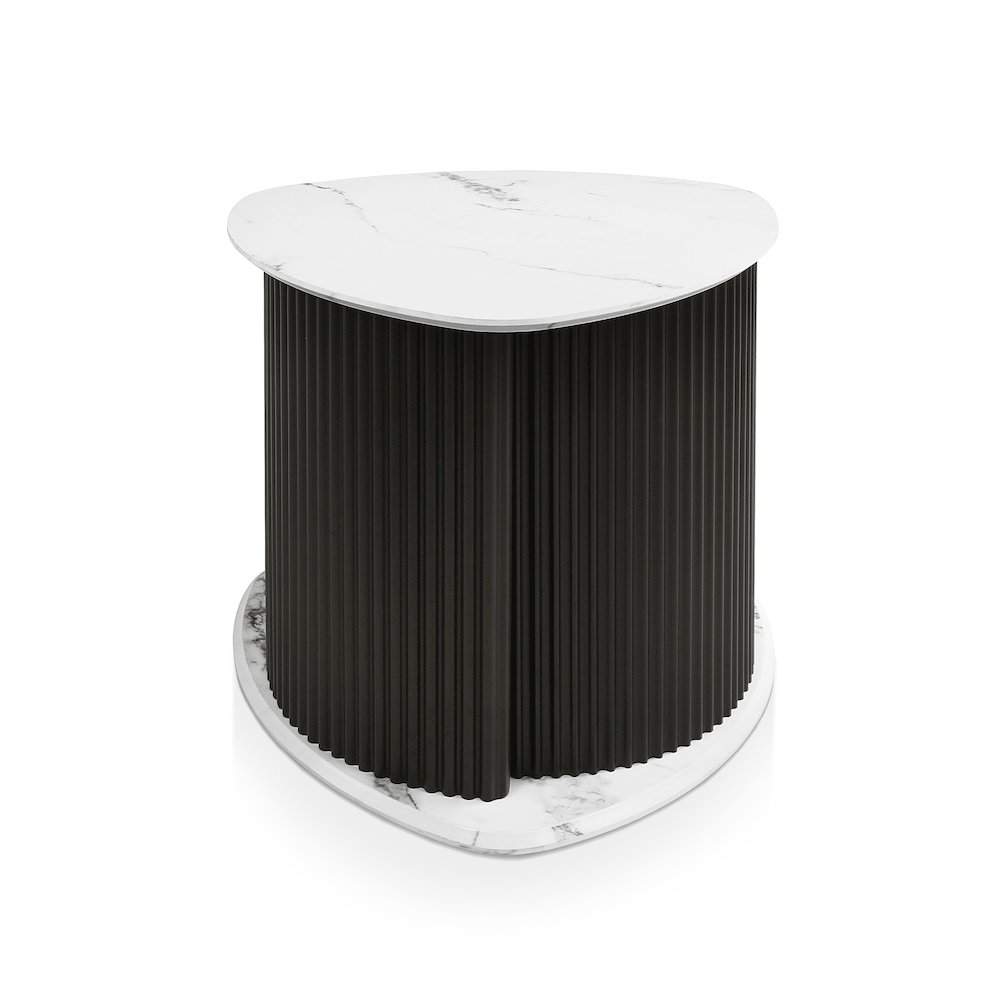Talo Fluted Pedestal Triangle Storage End Table. Picture 3
