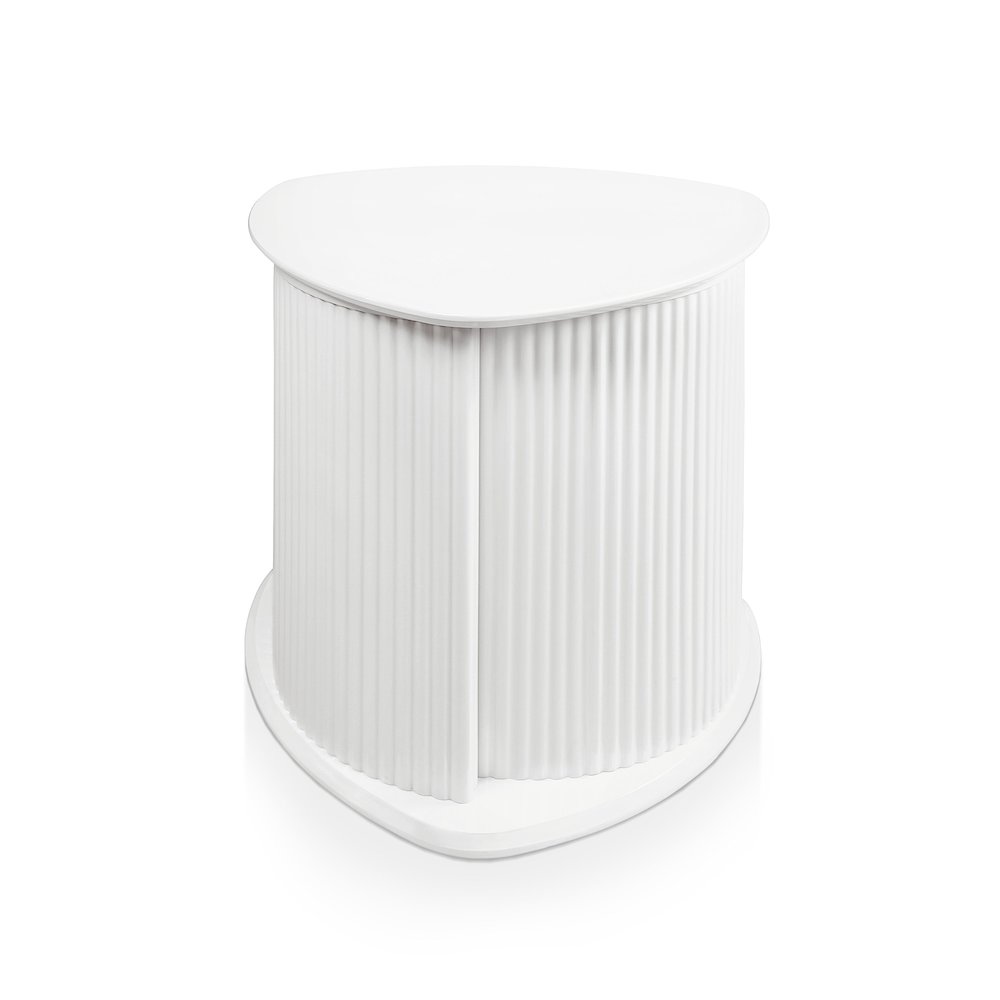 Talo Fluted Pedestal Triangle Storage End Table. Picture 2