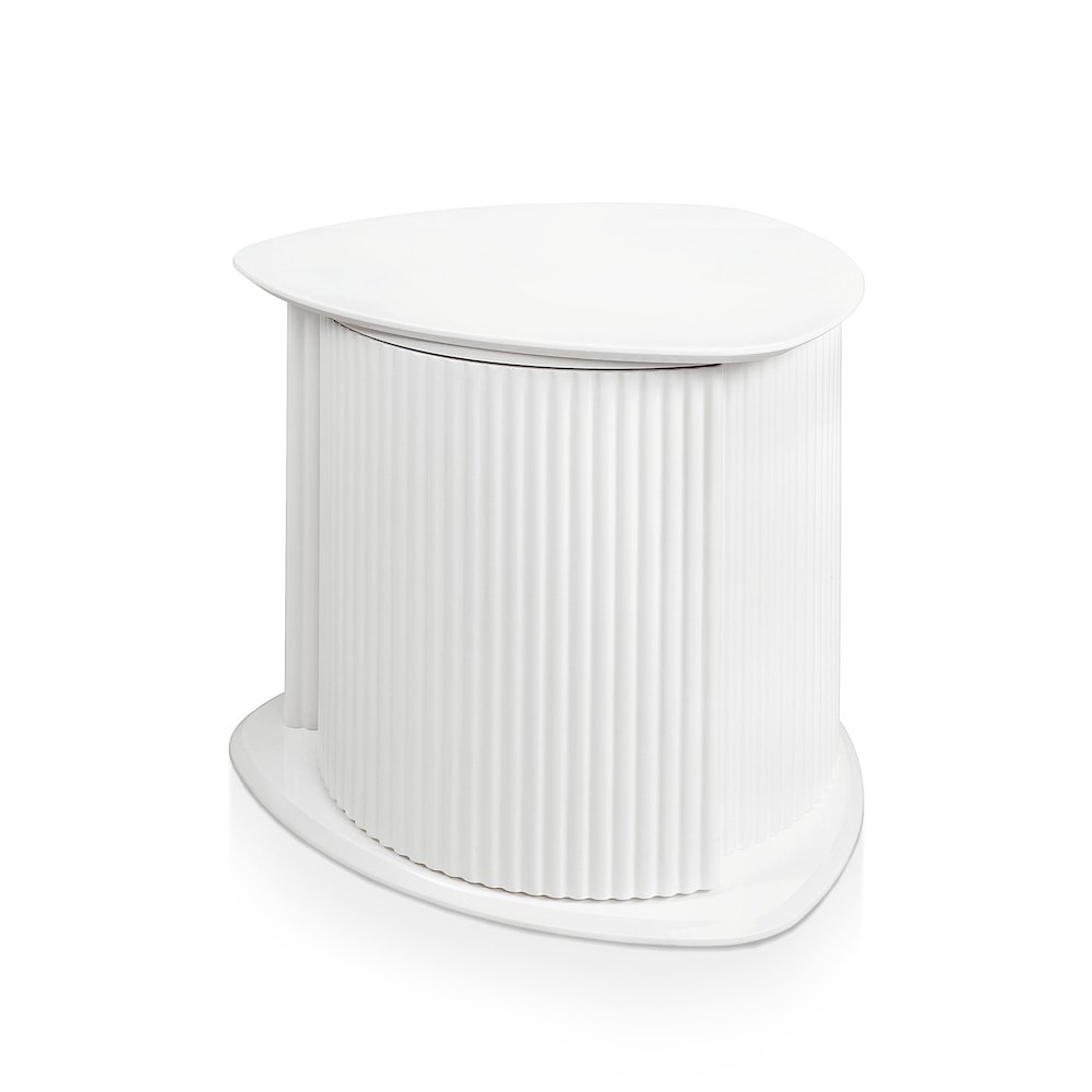 Talo Fluted Pedestal Triangle Storage End Table. Picture 3