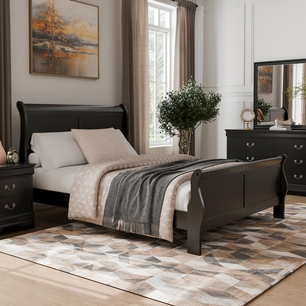 Arabella Traditional Wood Sleigh Bed Frame. Picture 4