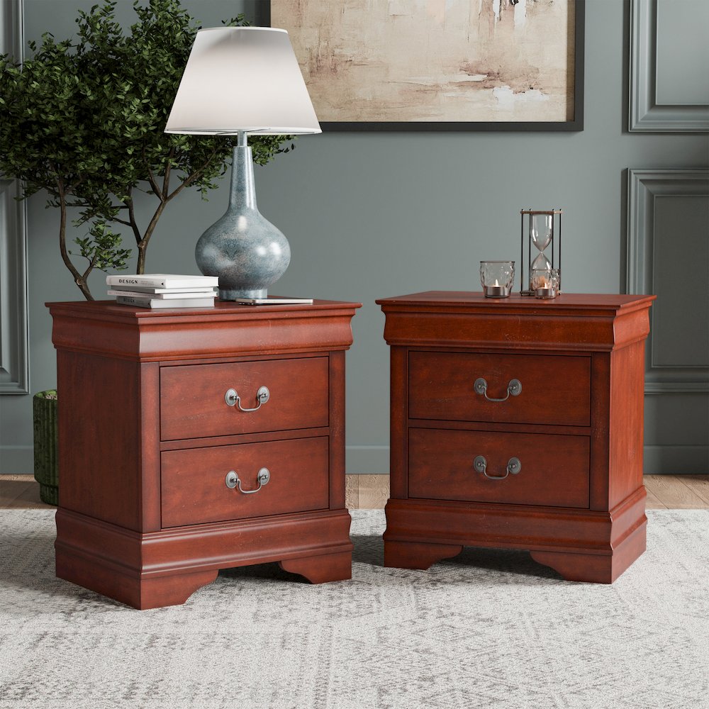 Arabella Wood 2-Drawer Nightstands (Set of 2). Picture 4