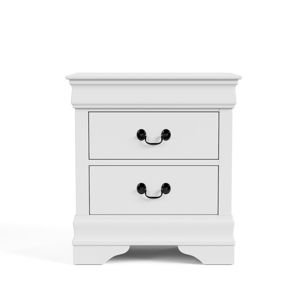 Arabella Traditional Wood 2-Drawer Nightstand in White. Picture 1