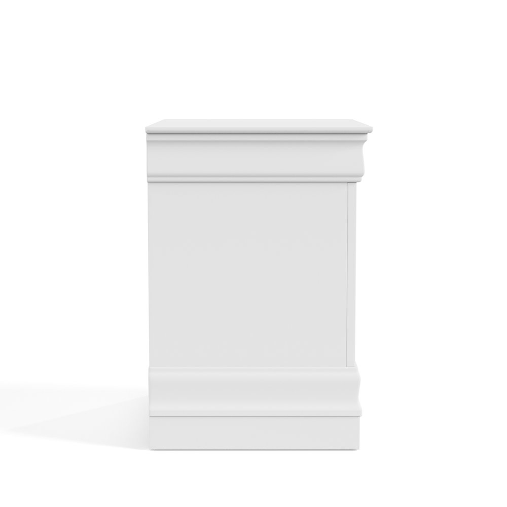 Arabella Traditional Wood 2-Drawer Nightstand in White. Picture 3