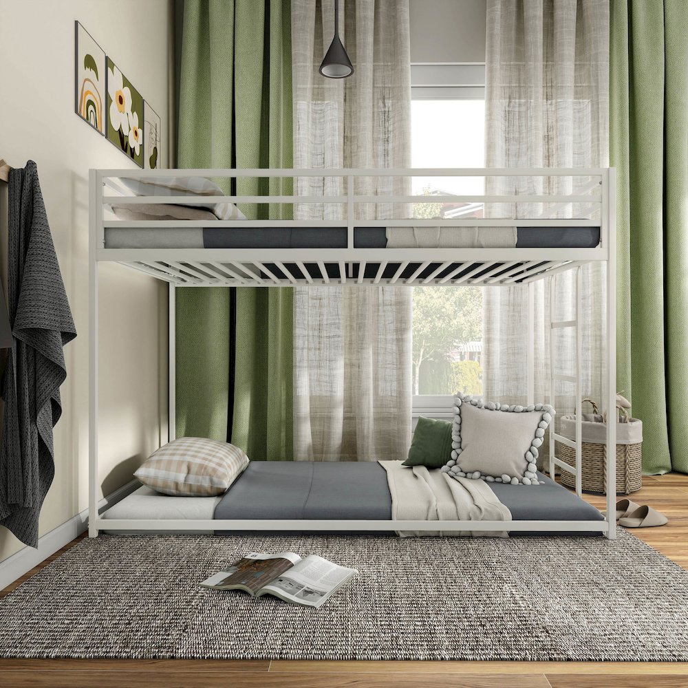 Furniture of America Saintel Iron Twin over Twin Bunk Bed in White. Picture 5