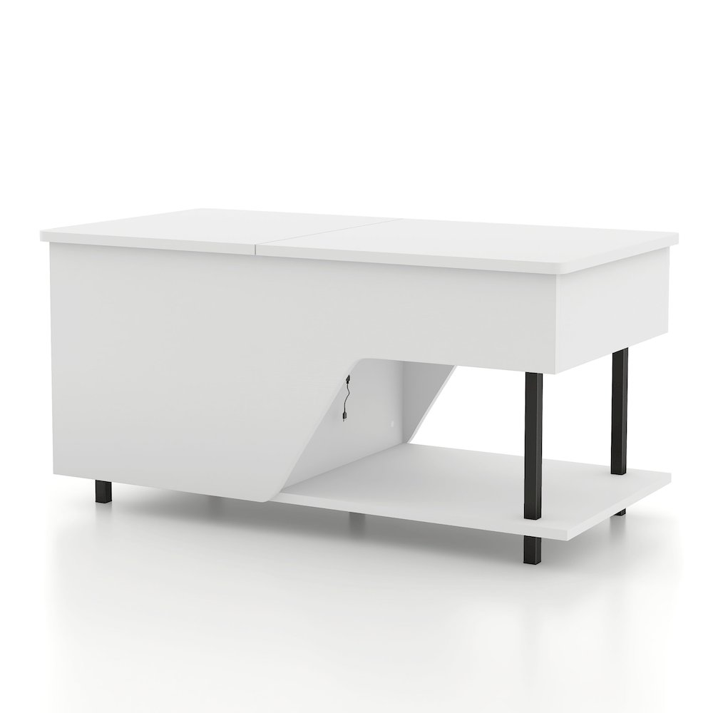 Starr White Lift Top Wood Coffee Table with RGB LED Light. Picture 1