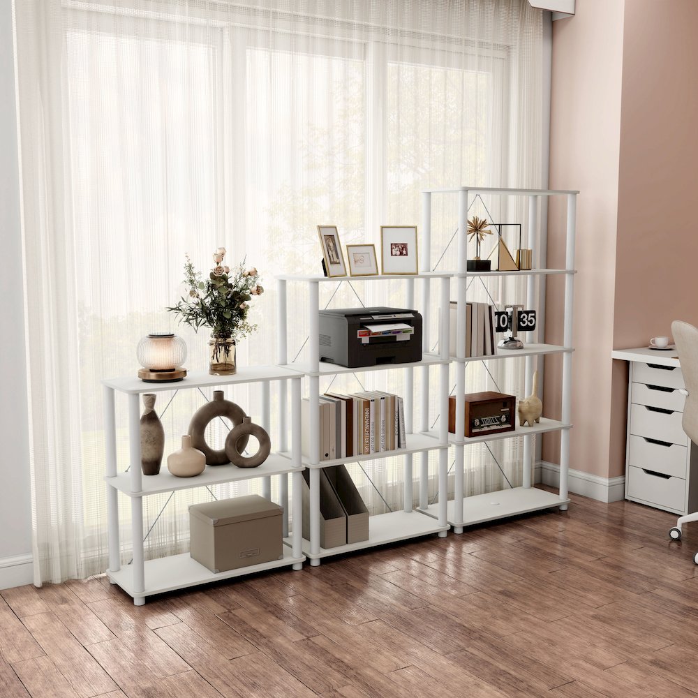Seni 5-Tier 27-Inch Shelves Wood Open Bookcase. Picture 4