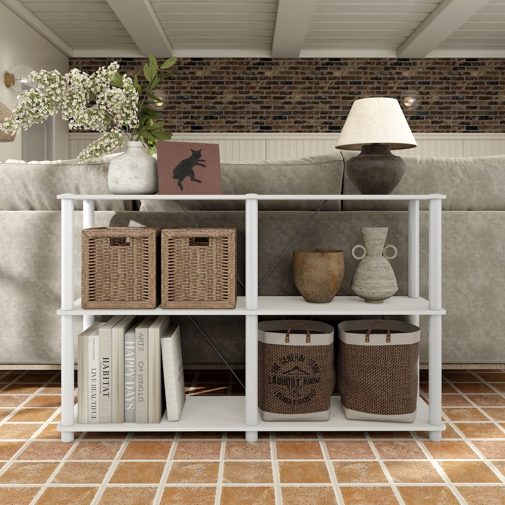 Seni 3-Tier 47-Inch Shelves Wood Open Bookcase. Picture 5