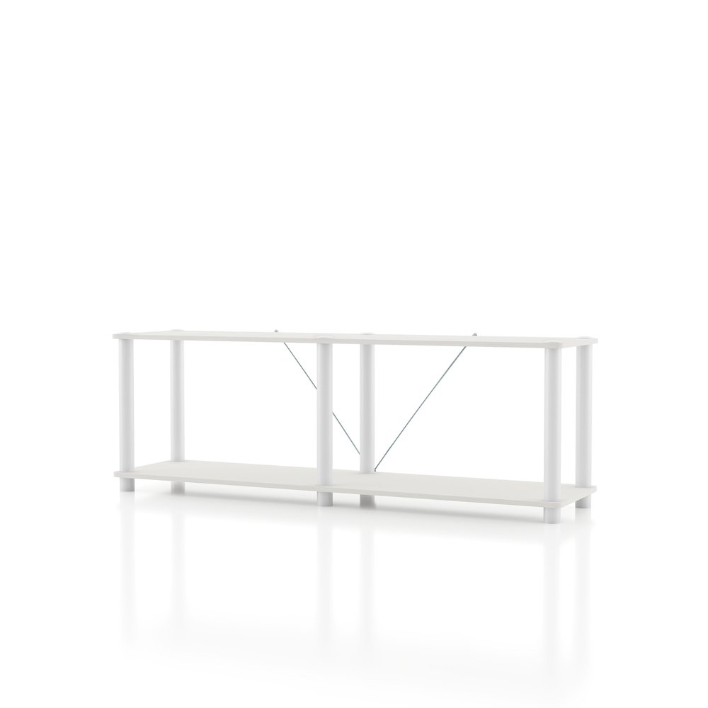 Seni 2-Tier 47-Inch Shelves Wood Open Bookcase. Picture 1