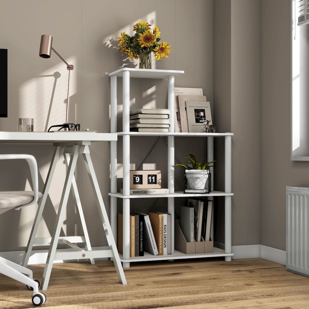 Seni 3-Tier 27-Inch Shelves Wood Open Bookcase. Picture 9