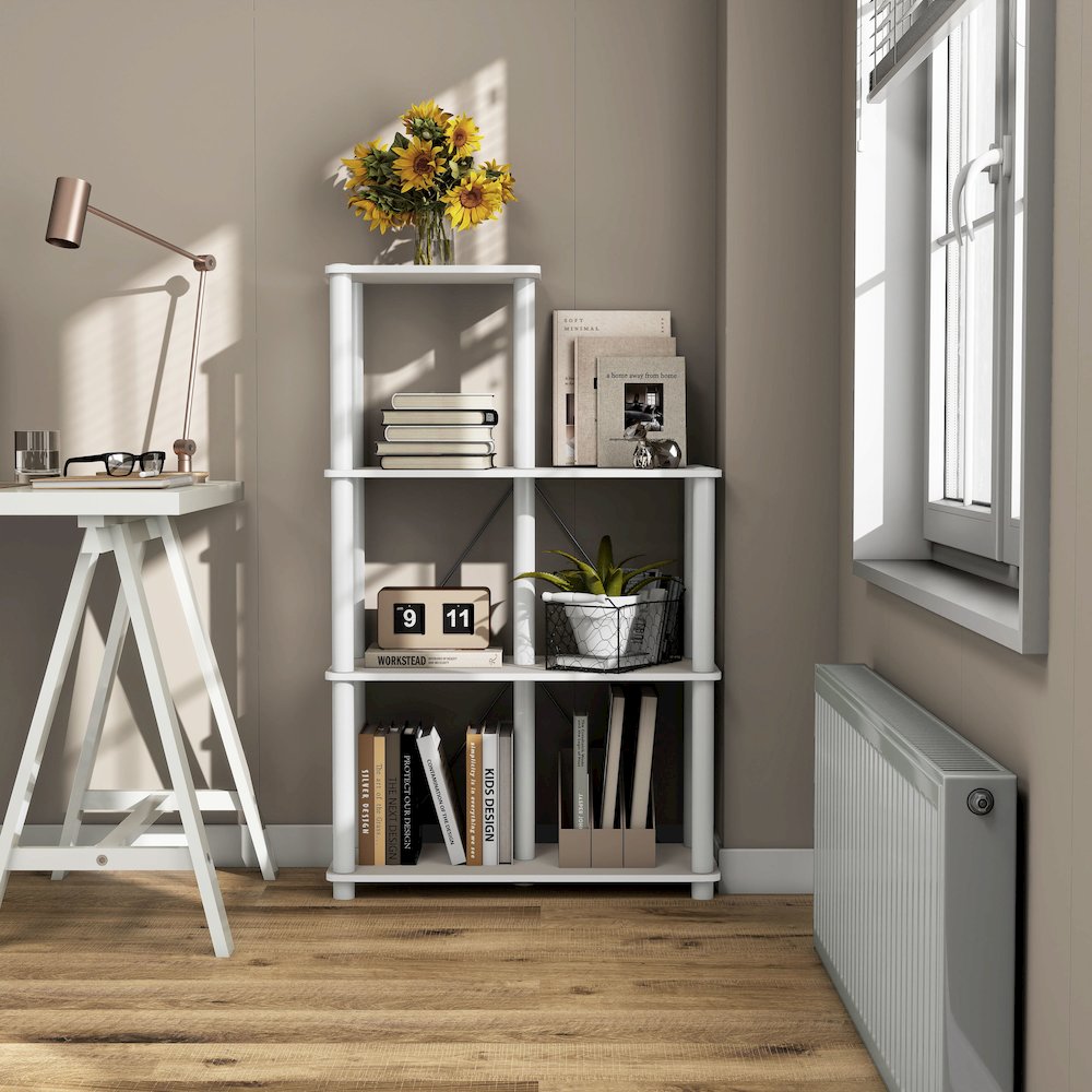 Seni 3-Tier 27-Inch Shelves Wood Open Bookcase. Picture 10